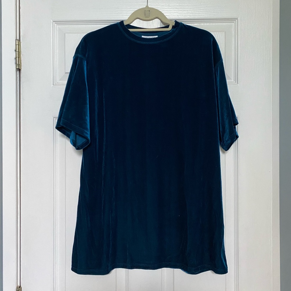 Top Shop Velvet Teal SS Dress - US 0-2